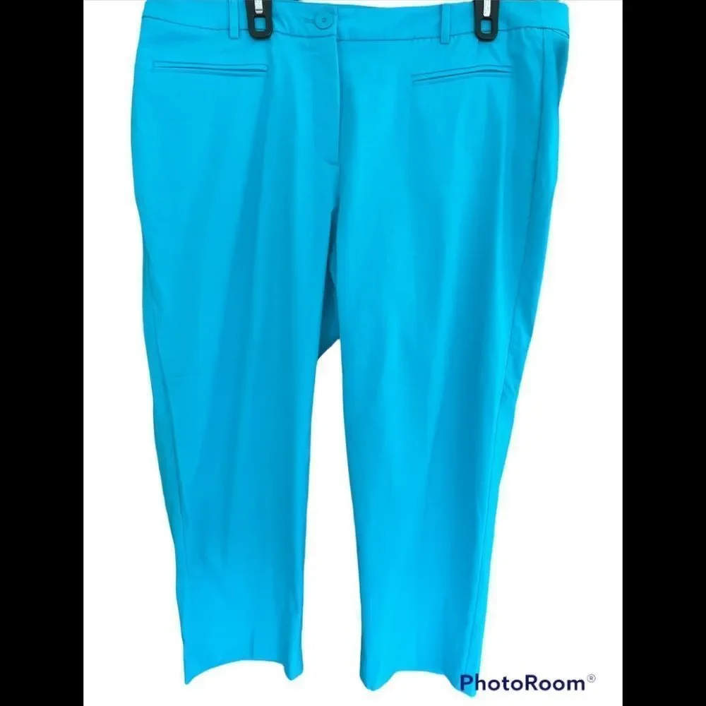 NWT Lane Bryant Outlet Crop flat front pants, turquoise, size 20